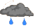 rain showers; Cumulonimbus clouds observed