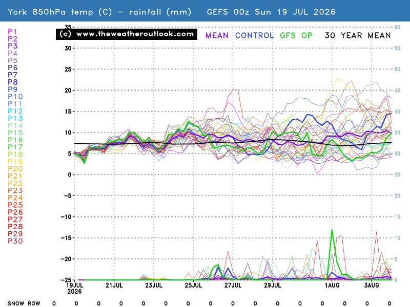 850hPa temperatures, precipitation and the snow row
