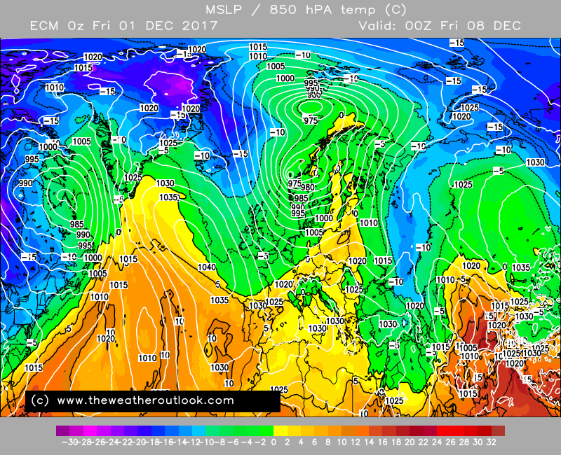 ECM 00z pressure and 850hPa chart
