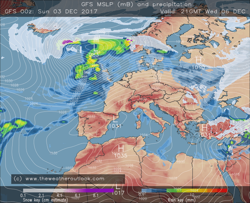 GFS 00z surface pressure and precipitation type