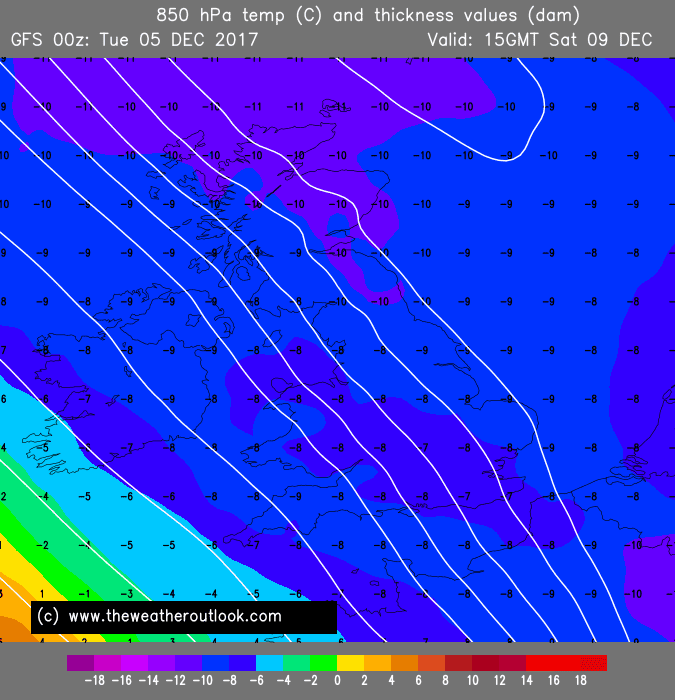 GFS 00z 850 hPa temperature chart