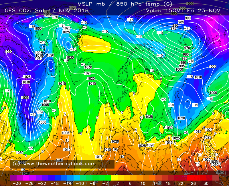 GFS 500hPa heights and MSLP