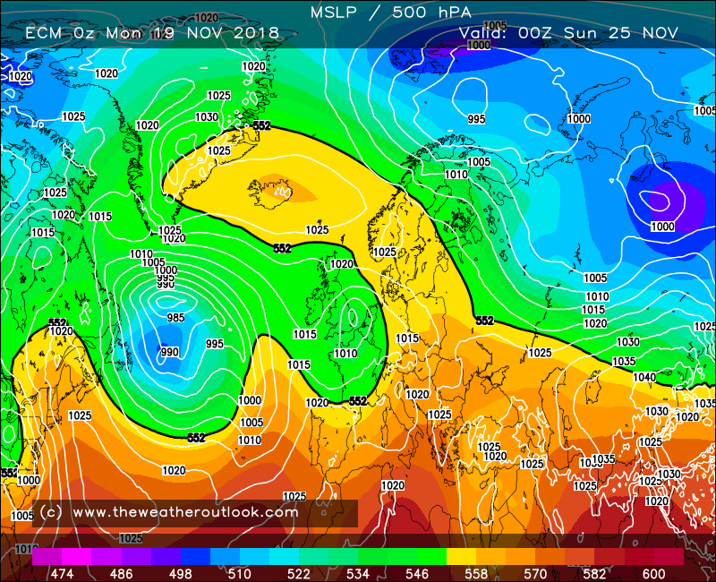 ECM 500hPa heights and MSLP