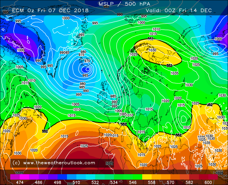 ECM 500hPa heights and pressure