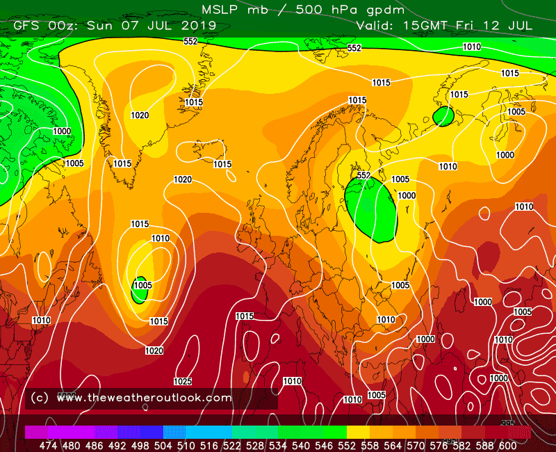 GFS forecast 500hPa heights 