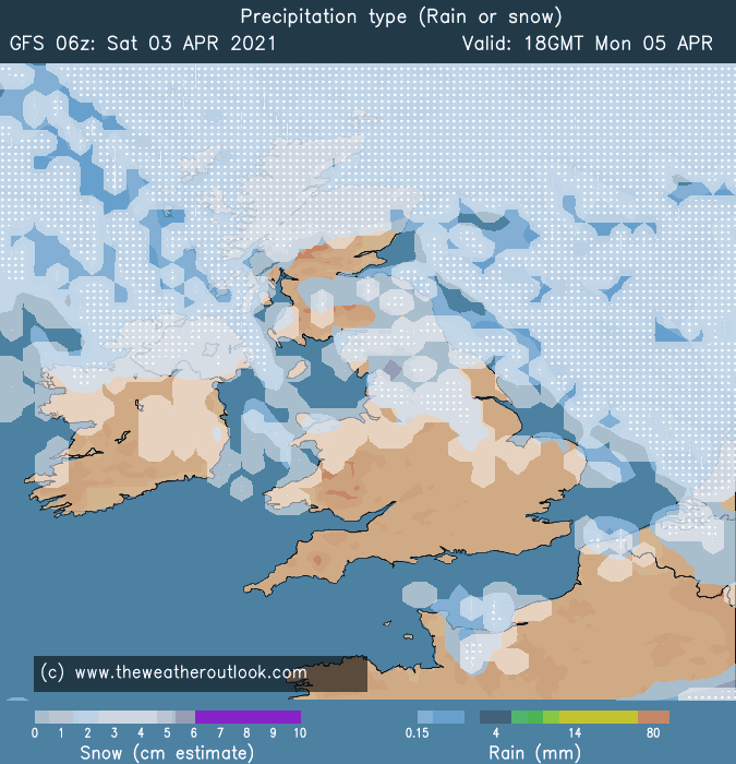 GFS 06z Bank Holiday Monday snow forecast