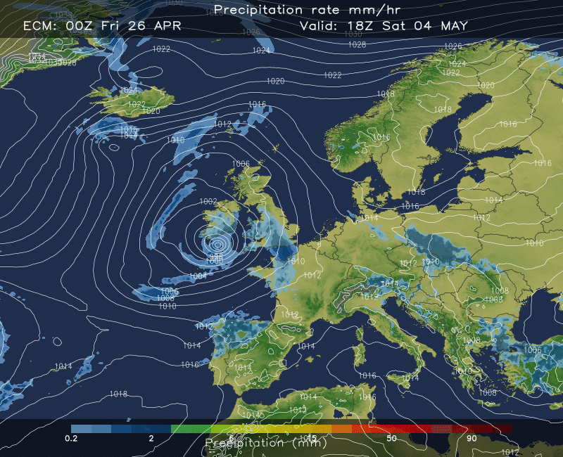 Weather forecast chart for 4th May 2024