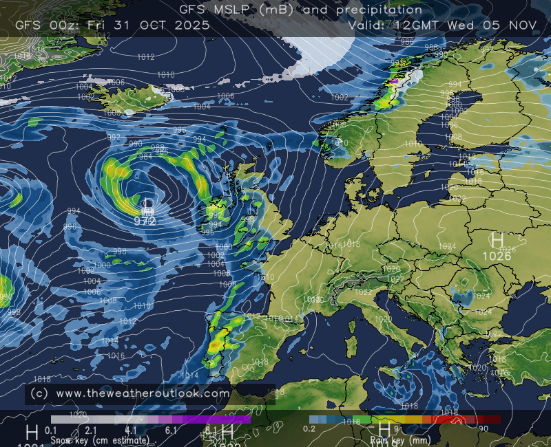 GFS forecast chart for 5th November