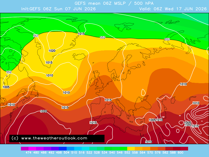 GEFS mean surface level pressure forecast chart