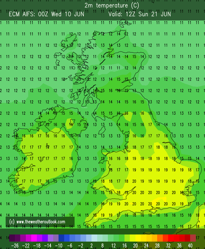 ECMWF AIFS temperature chart