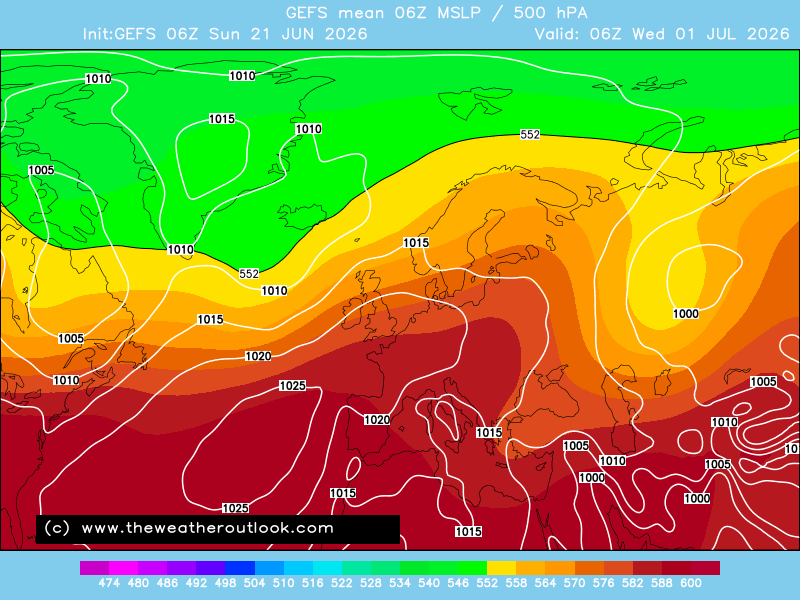 GEFS mean surface level pressure forecast chart