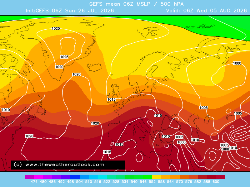 GEFS mean surface level pressure forecast chart