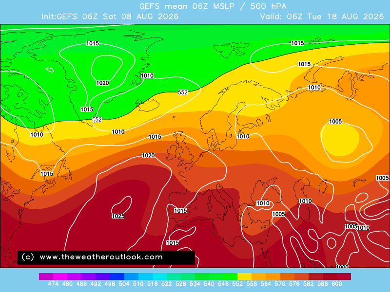 GEFS mean surface level pressure forecast chart