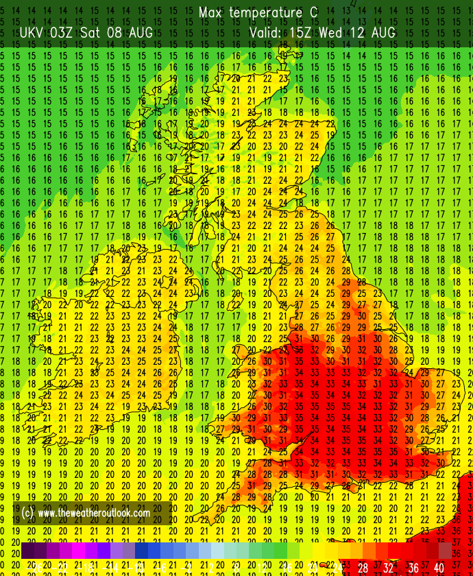 UKV maximum temperatures