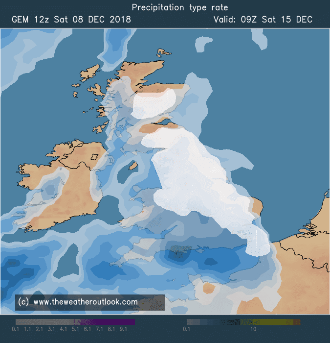 GEM UK precipitation type chart