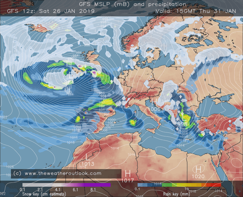 GFS pressure and precipitation type