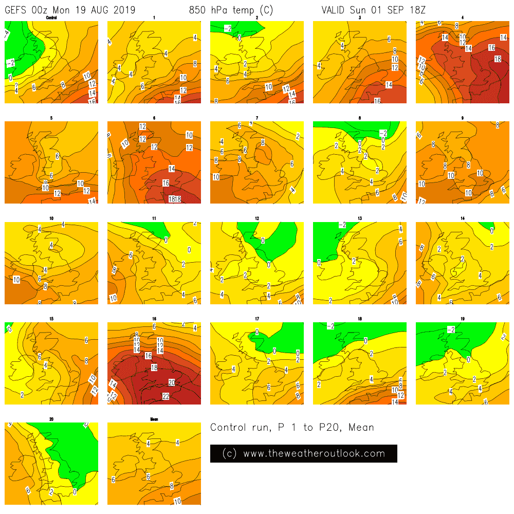 GEFS 00z 850hPa temperatures