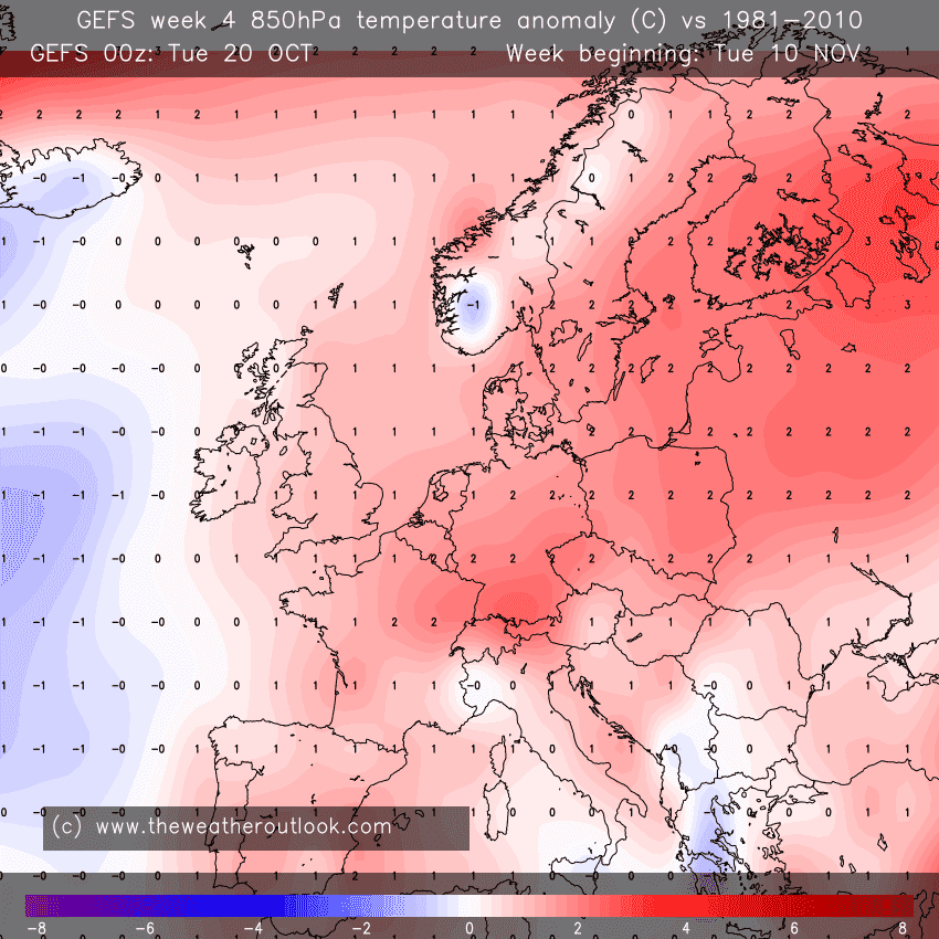 850hPa temp anomaly, week beginning 10th November 2020