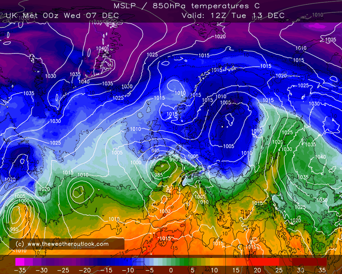 UK Met Global  t+156 hours init 00GMT, 7th December 2022