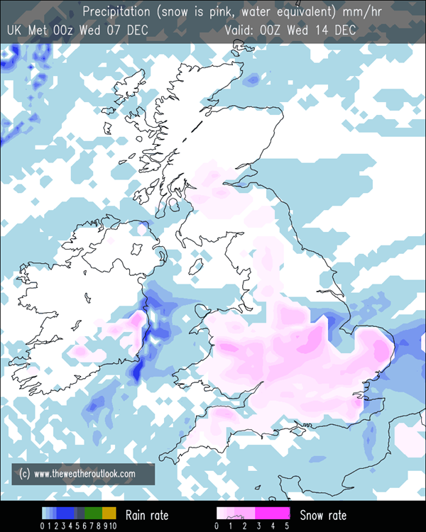 UK Met precipitation type forecast chart