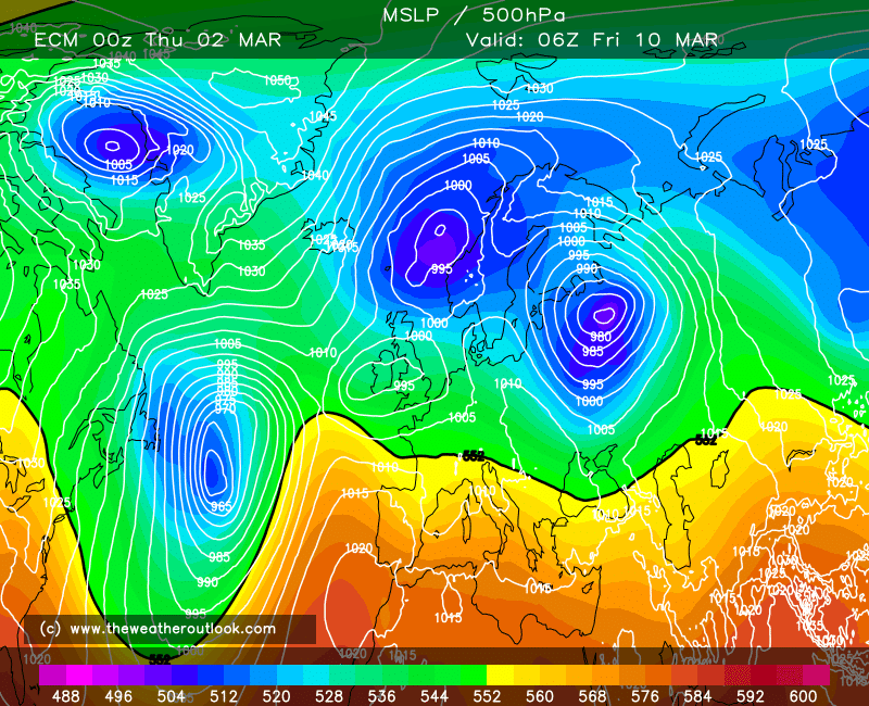ECM pressure chart, valid 10th March 2023