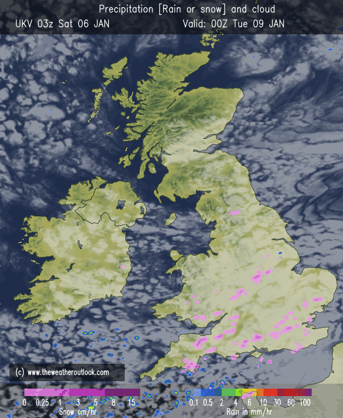 UKV precipitation type forecast chart