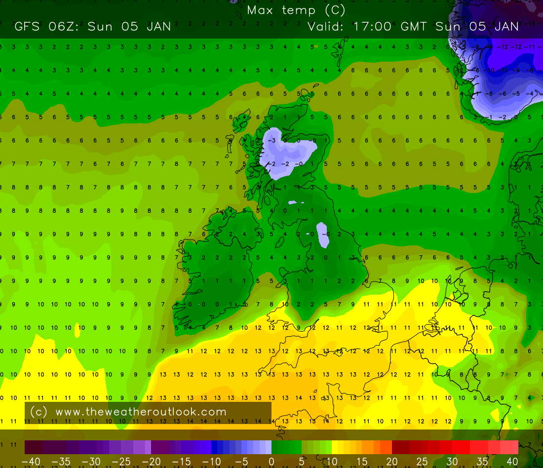 GFS 2m temperature chart
