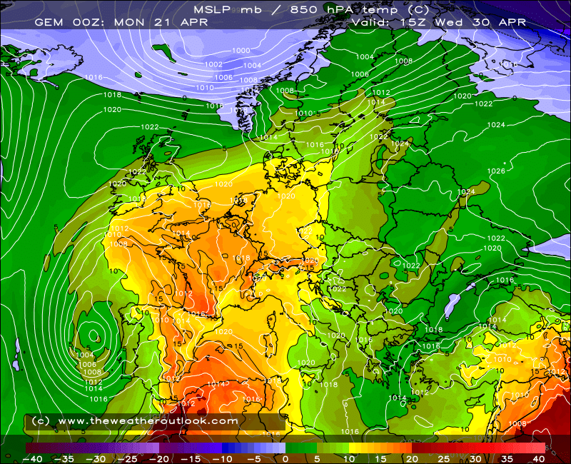 Late April warmth over Europe