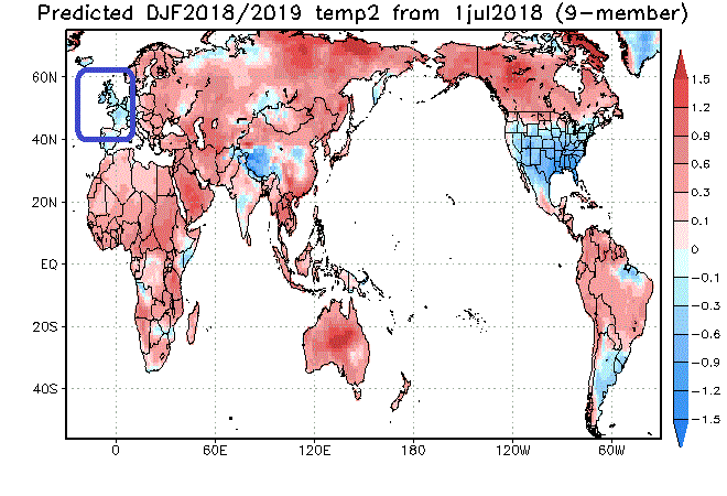 Jamstec winter 2018/19 Global temperatures 