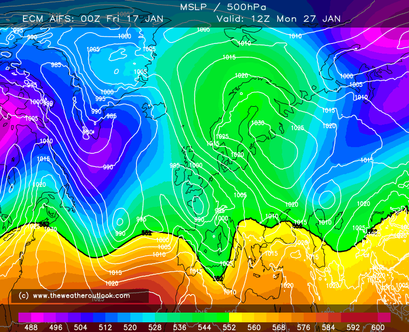 ECM AIFS 500hPa forecast chart