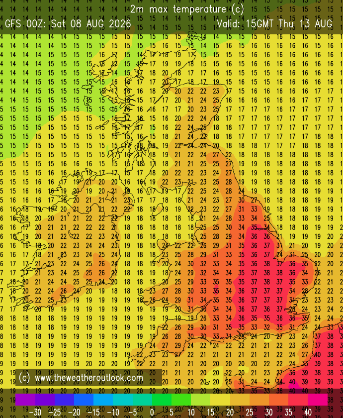 GFS max temperatures