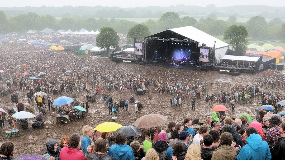 Music festival mud bath