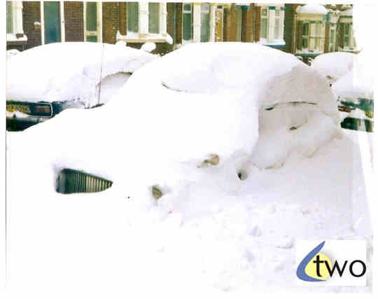 Car buried in snow UK winter 1978/79