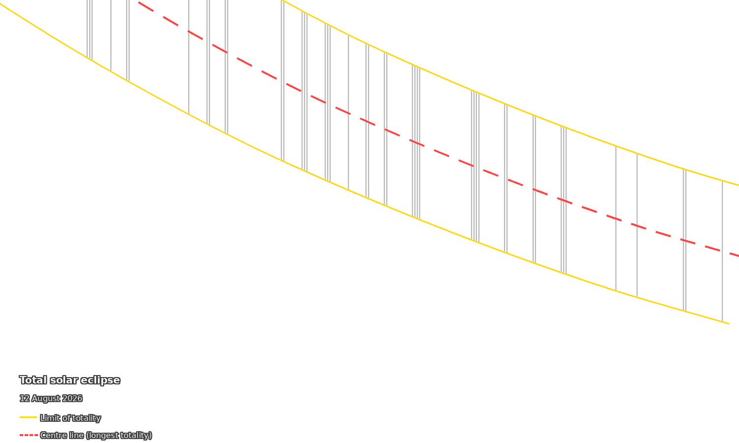 Path of the 12 August 2026 total solar eclipse