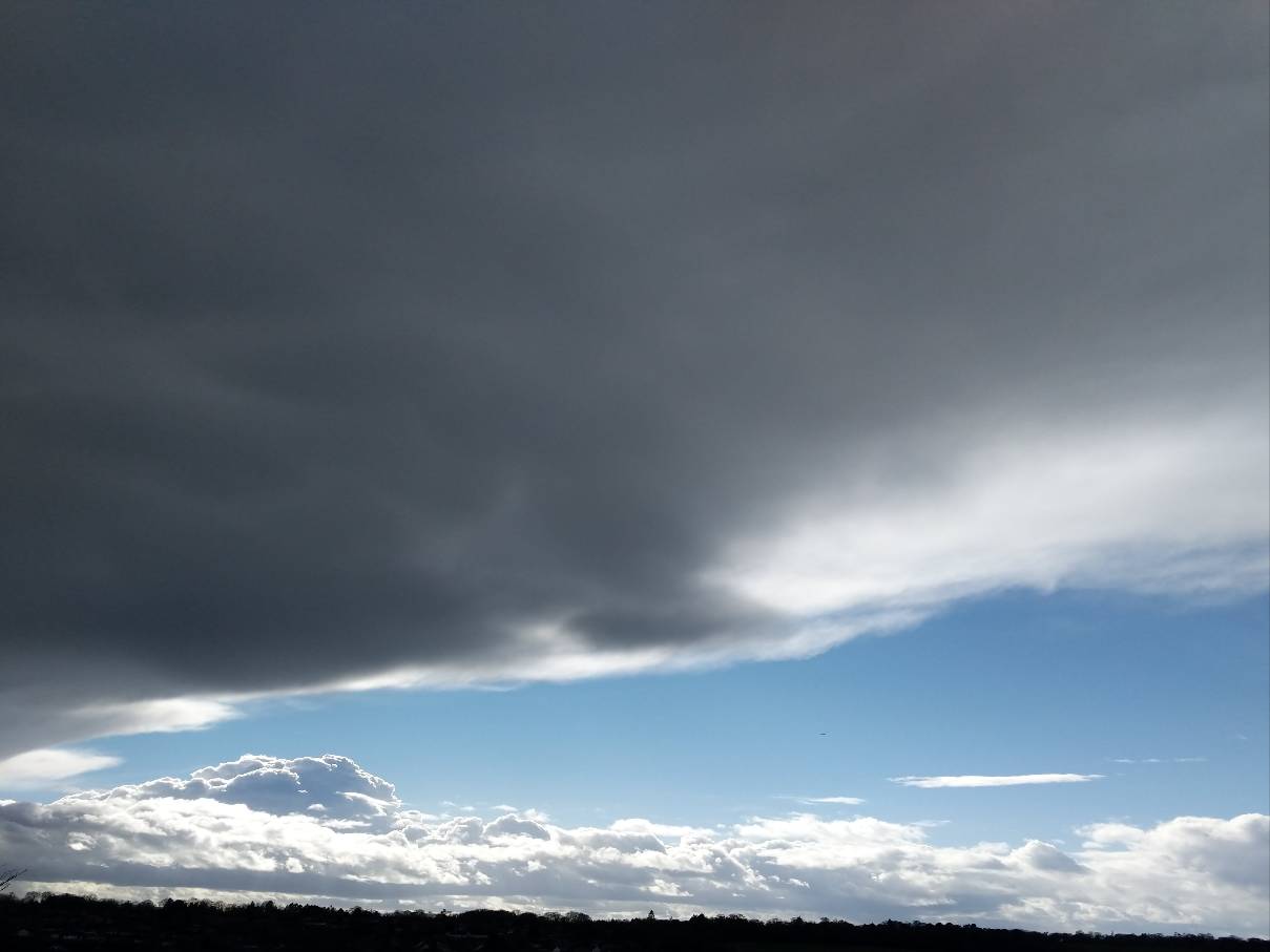 Berkhamsted, Hertfordshire, Hail shower clearing. Temp down to 4.3C...