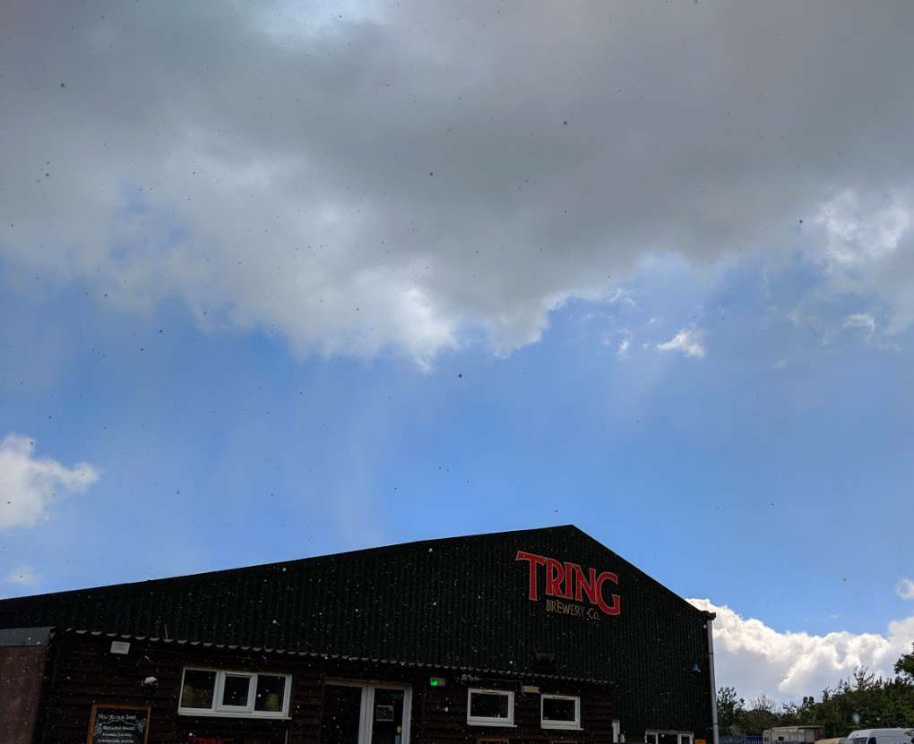 Tring, Hertfordshire, Hail shower clearing Tring....
