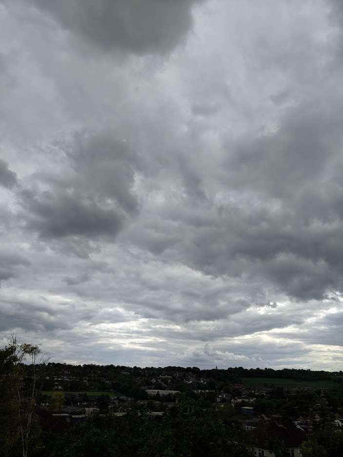 Berkhamsted, Hertfordshire, Overcast and quite windy. Max temp 18.5C...