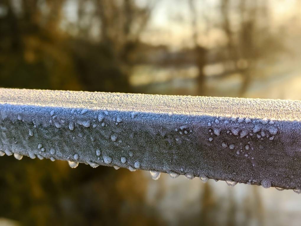 Near to Berkhamsted Ice on a handrail. Posted by brian gaze