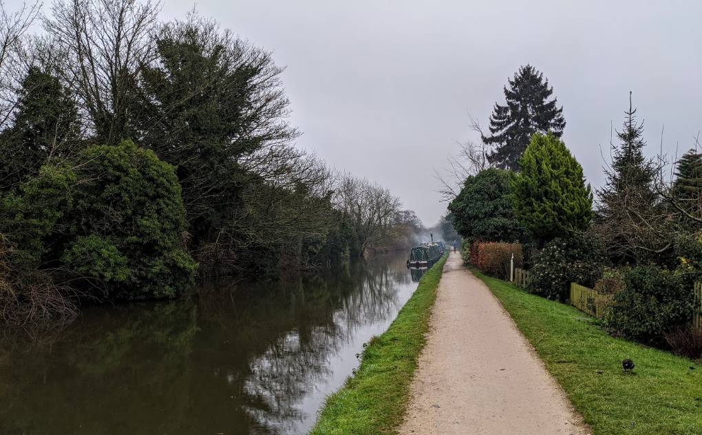 Grand Union canal on a dreary winter's day. Berkhamsted, Hertfordshire,United Kingdom, sent by brian gaze
