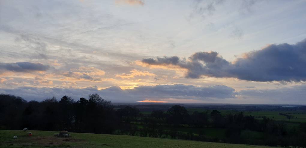 Brampton, Cumbria, Sunset. Blowing 50mph ...