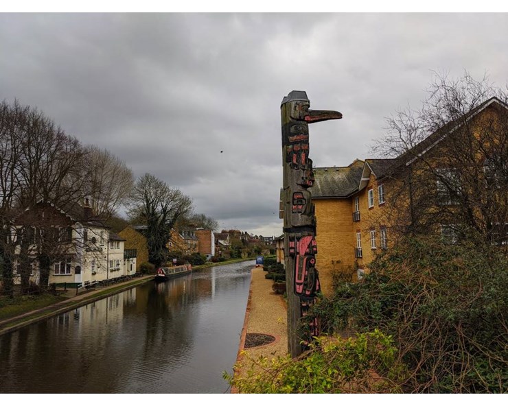 Grand Union Canal and the totem pole. Posted by brian gaze