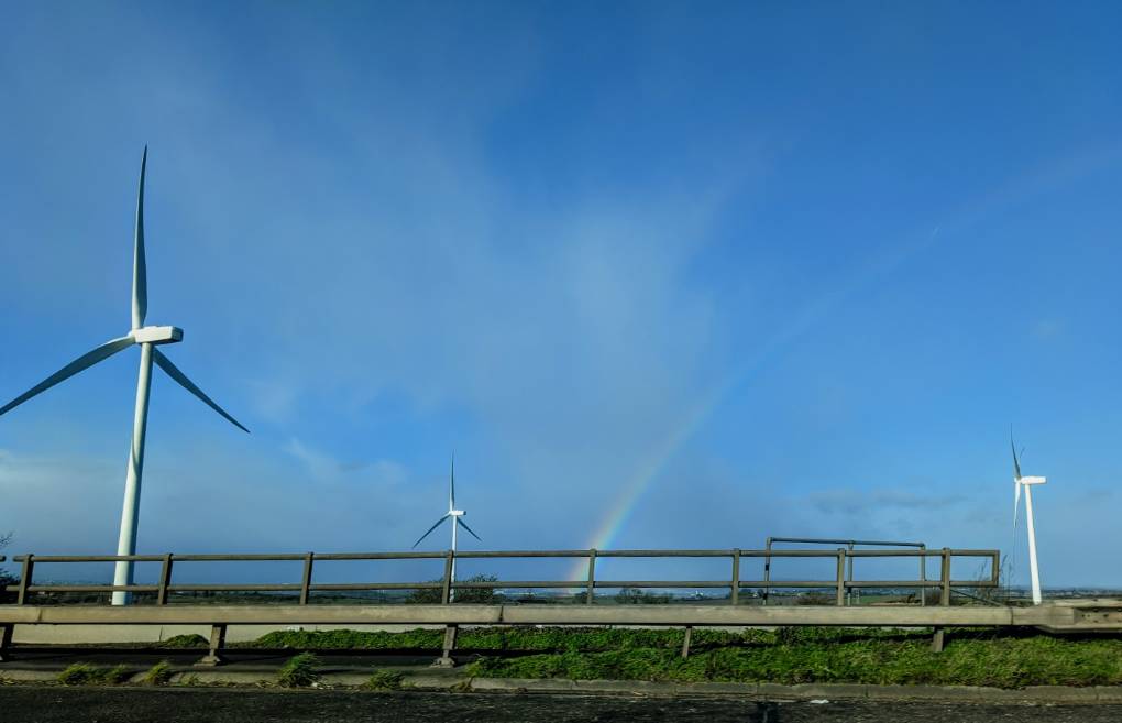 Pot of gold in the wind farm? Loughborough, Leicestershire,, sent by brian gaze