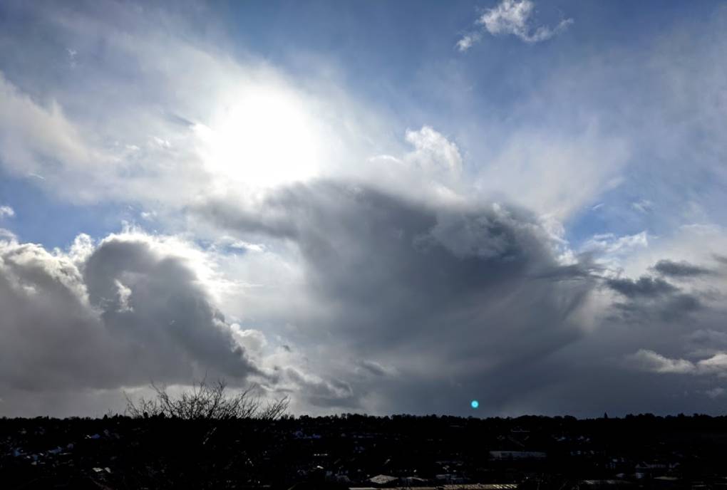 Berkhamsted, Hertfordshire, Hail showers...