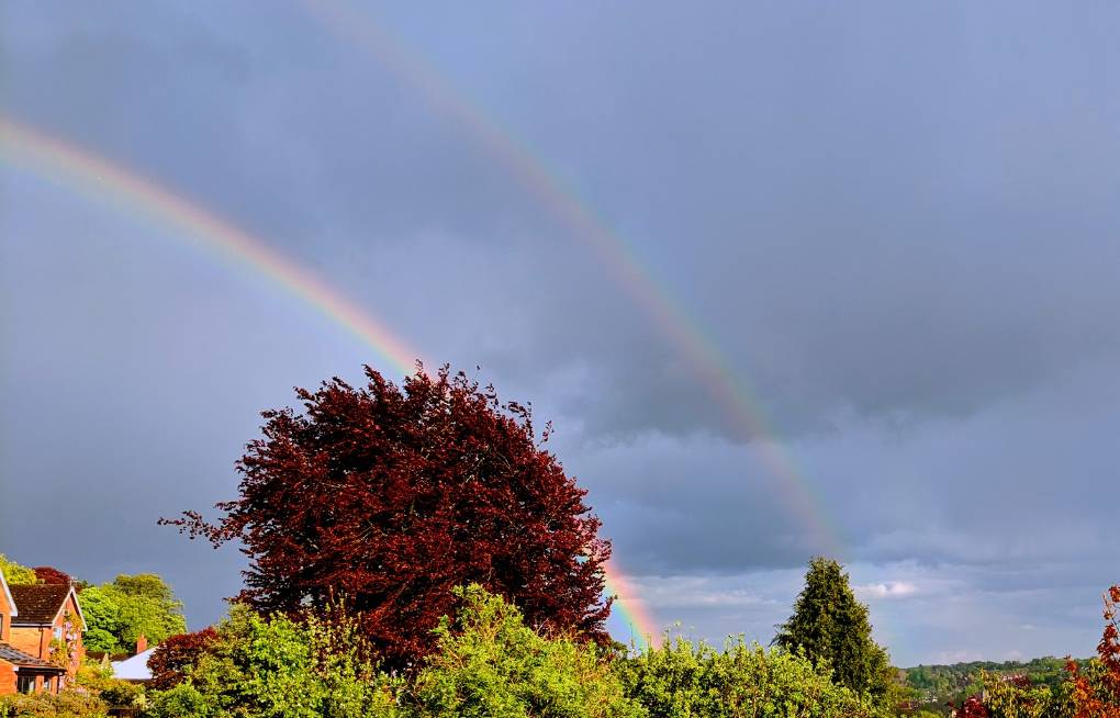 Double rainbow. Berkhamsted, Hertfordshire,United Kingdom, sent by brian gaze