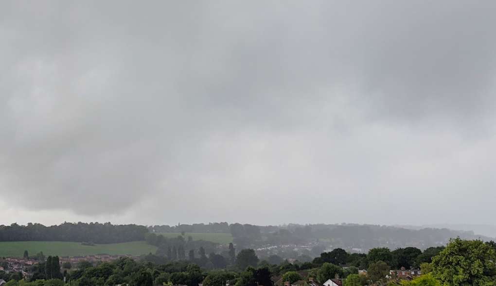 Berkhamsted, Hertfordshire, Heavy bursts of rain across the valley....