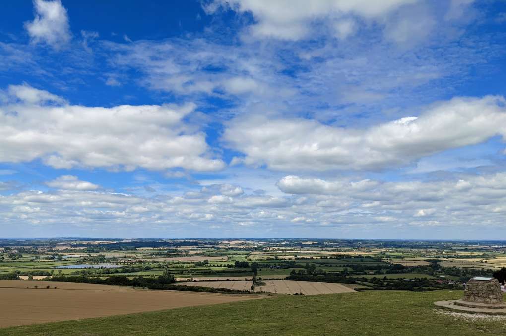Fair weather but windy at 233m ASL Ivinghoe Beacon, Bucks,United Kingdom, sent by brian gaze