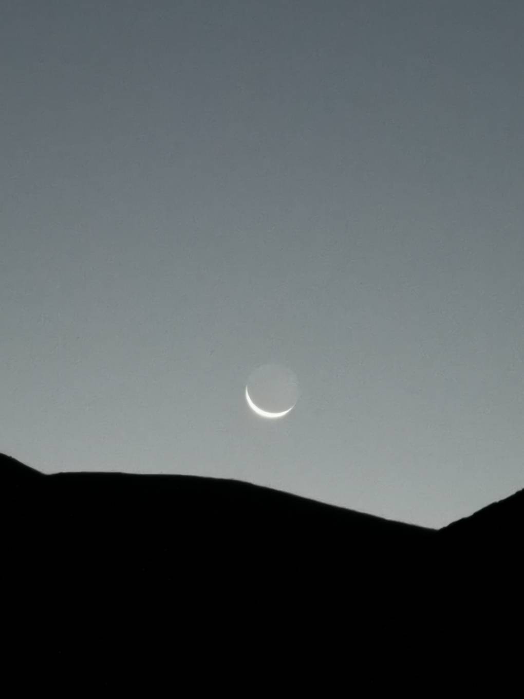 Auchterarder, , New moon at sunrise, over the Ochils...