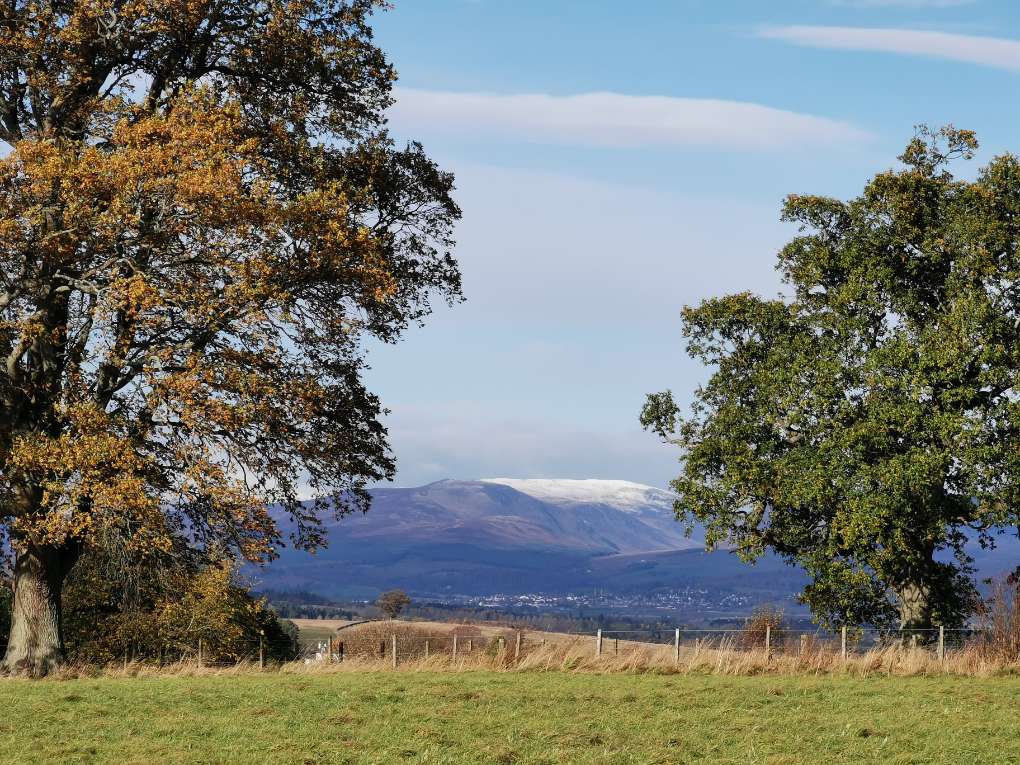 Looking towards Crieff with the first snow of the season Auchterarder, ,, sent by Uncle Ted
