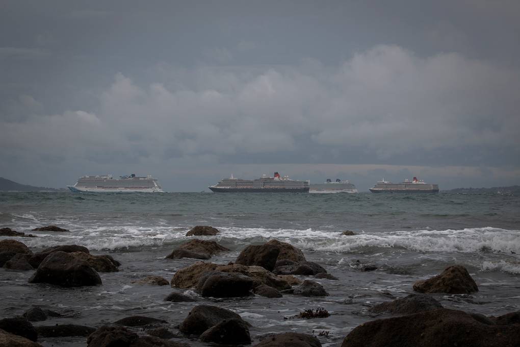 Weymouth, Dorset, Mothballed Ocean Liners With Approaching Weather Front...