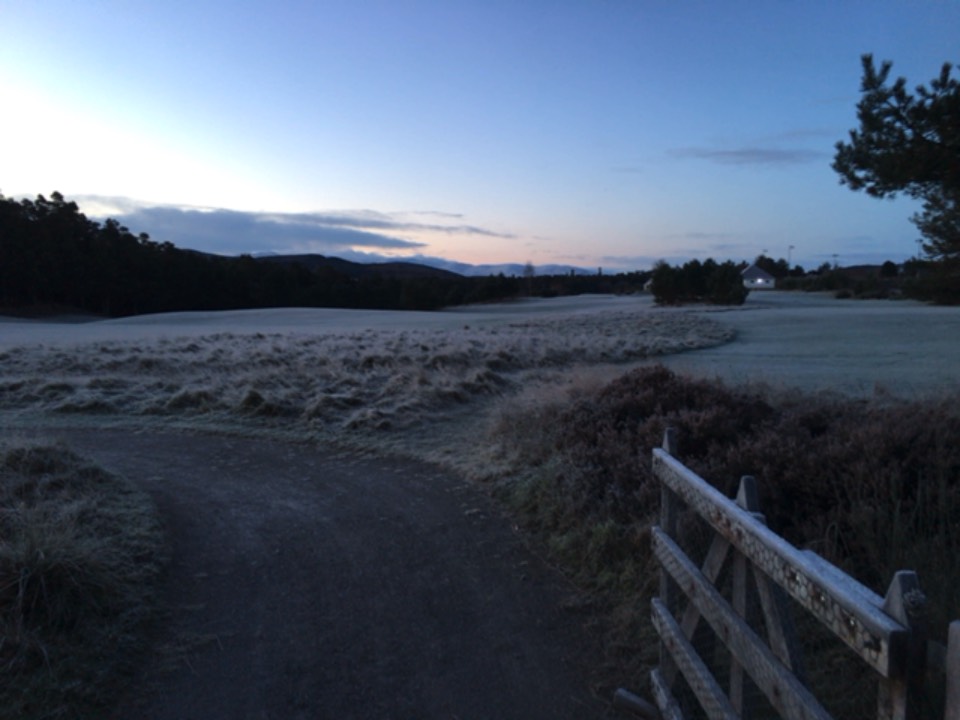 Grantown on Spey, Moray, Frost on the golf course ...